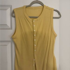 Yellow Abercrombie Sleeveless Button-Up Top